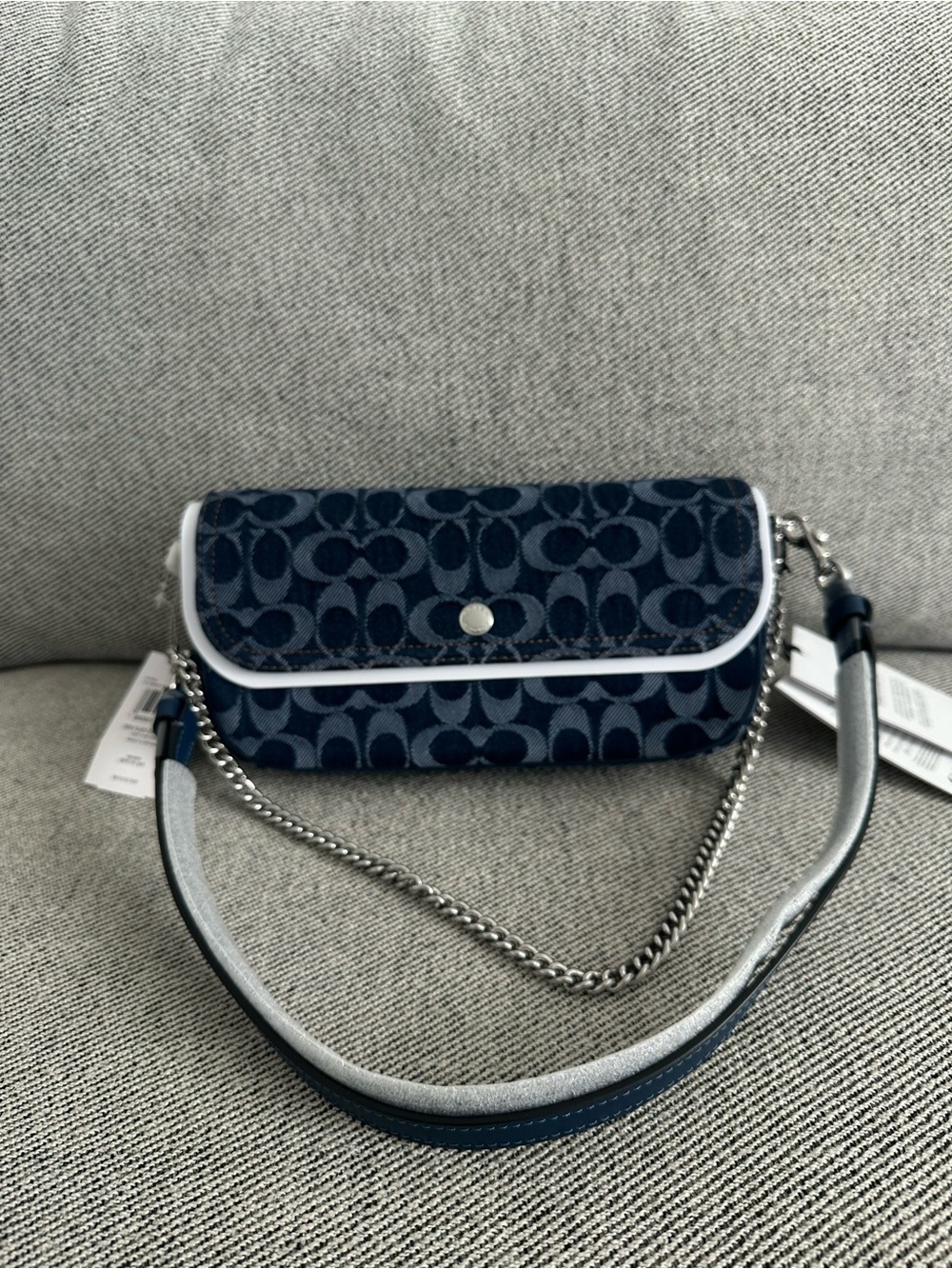 NWT Coach Brook Flap Chain Bag In Signature Denim CAT60